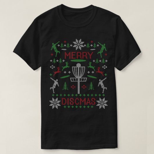 Merry Discmas Diskrom Golf Ugly KerstSweater Par T-shirt (Design voorkant)