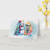 Merry Disk-mas | Disc Golf Gepersonaliseerde Kerst Kaart (Gele Bloem)