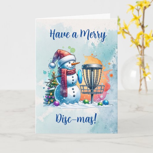 Merry Disk-mas | Disc Golf Gepersonaliseerde Kerst Kaart (Gele Bloem)