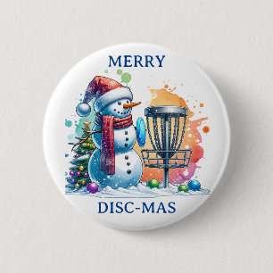 Merry Disk-mas   Disc Golf Kerstmis Ronde Button 5,7 Cm