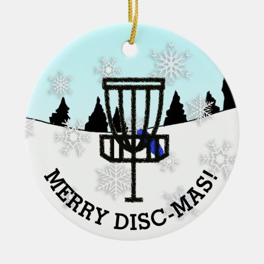 Merry Disk-Mas Funny Disc Golf-keramiek O Keramisch Ornament (Voorkant)