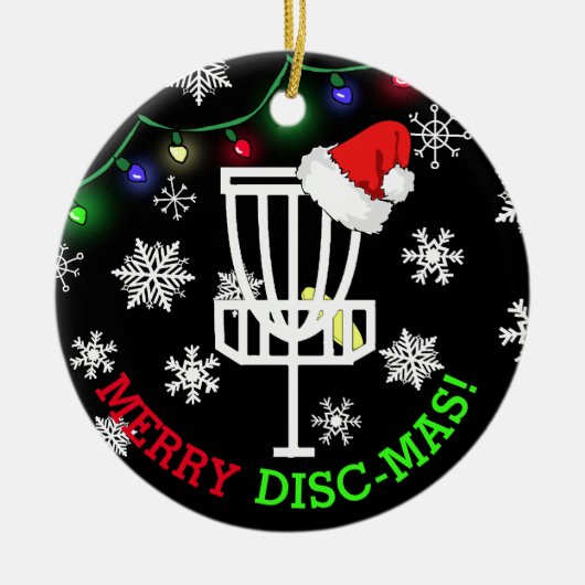 Merry Disk-Mas Funny Disk Golf met Kerstmis Keramisch Ornament (Voorkant)