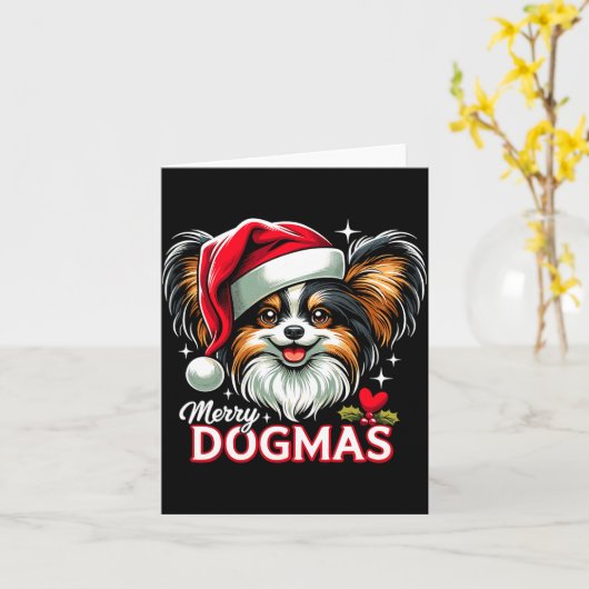 Merry Dogmas Christmas Pallon Dog Santa Hat Xmas C Kaart (Gele Bloem)