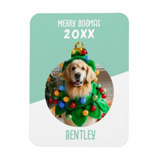 Merry Dogmas Custom Dog Foto Kerst Keepsake Magneet (Verticaal)