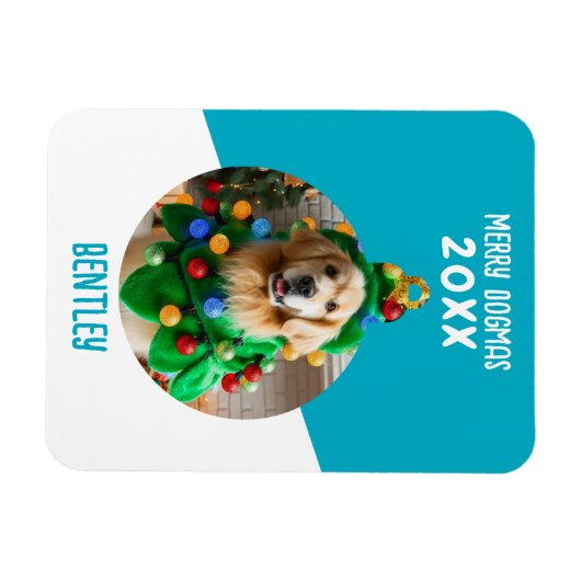 Merry Dogmas Custom Dog Foto Kerst Keepsake Magneet (Horizontaal)