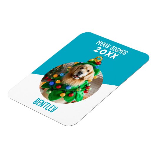 Merry Dogmas Custom Dog Foto Kerst Keepsake Magneet (Linkerzijde)