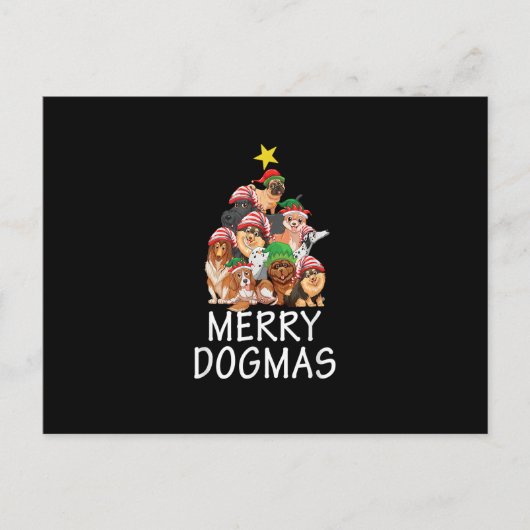 Merry Dogmas Cute Dog Xmas kerstboom hondenliefde Briefkaart (Voorkant)
