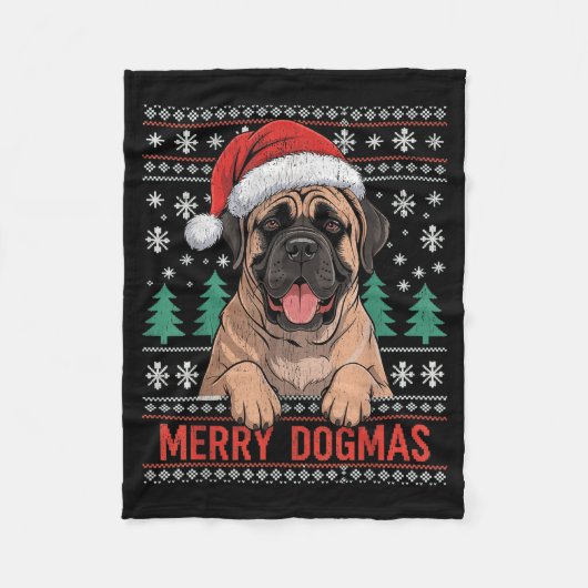 Merry Dogmas Funny Dog Santa Hat Christmas Xmas  Fleece Deken (Voorkant)