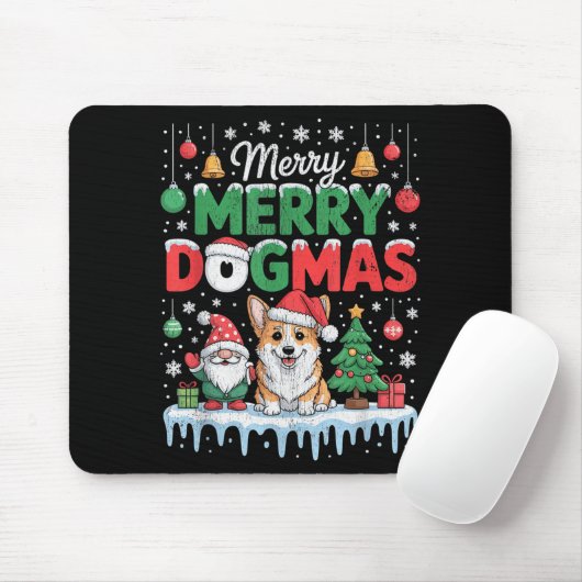 Merry Dogmas Funny Dog Santa Hat Christmas Xmas  Muismat (Met muis)