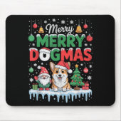Merry Dogmas Funny Dog Santa Hat Christmas Xmas  Muismat (Voorkant)