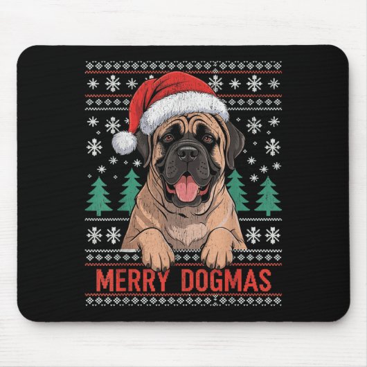 Merry Dogmas Funny Dog Santa Hat Christmas Xmas  Muismat (Voorkant)