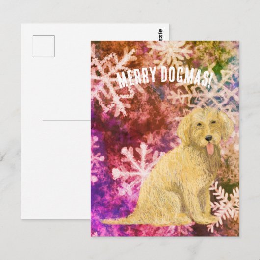 Merry Dogmas Golden Doodle  Postcard Briefkaart (Voorkant / Achterkant)