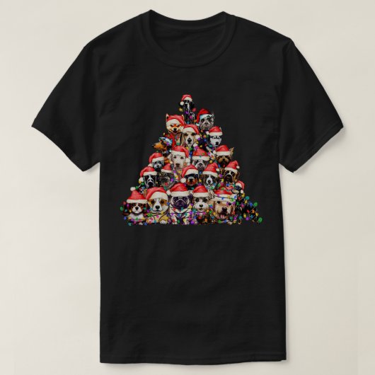 Merry Dogmas Schattigee Puppies Kerstboom Grappige T-shirt (Design voorkant)