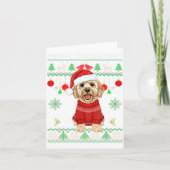 Merry Doodlemas Goldendoodle Wearing Ugly Christma Kaart (Voorkant)