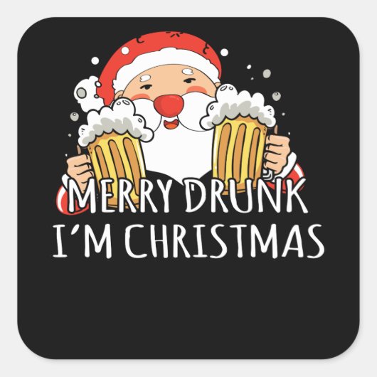 Merry Drink Ik ben kerstkerstkerstkerstkerstman Be Vierkante Sticker (Voorkant)