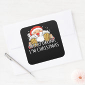 Merry Drink Ik ben kerstkerstkerstkerstkerstman Be Vierkante Sticker (Envelop)