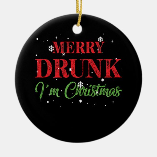 Merry Drink Ik ben Kerstmis. Keramisch Ornament (Voorkant)