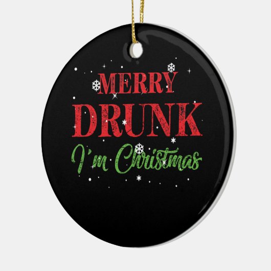 Merry Drink Ik ben Kerstmis. Keramisch Ornament (Links)