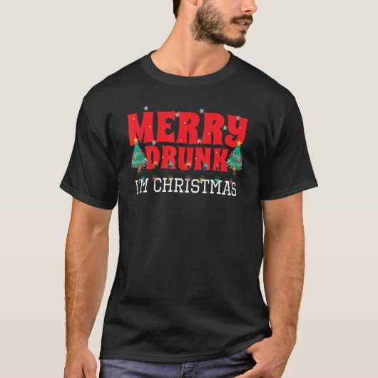 Merry Drink Ik ben Kerstmis. T-shirt (Voorkant)