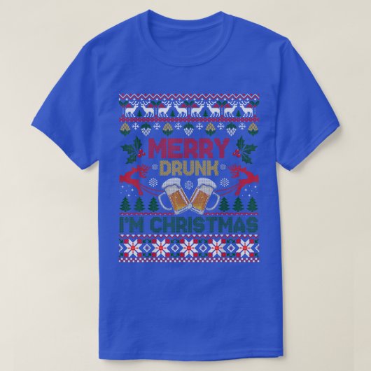 Merry Drink Im Kerstfeest Funny Drink Ugly Xmas T-shirt (Design voorkant)