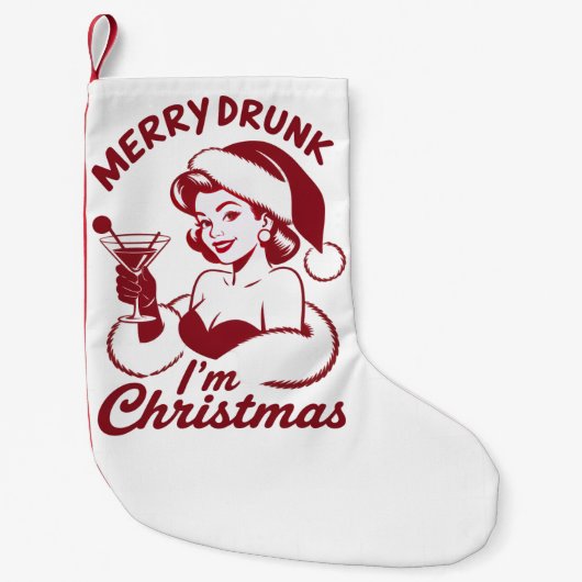 Merry Drunk I'm Christmas Cocktail Snarky Drinking Kleine Kerstsok (Voorkant)