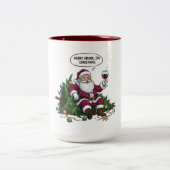 Merry Drunk Santa Christmas Tweekleurige Koffiemok (Center)