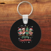 Merry Duckmas – Funny Christmas Ducks Holiday Desi Sleutelhanger (Voorkant)