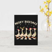 Merry Duckmas Funny Duck Kerstman Hoed Kerstmis Kaart (Gele Bloem)