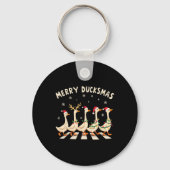 Merry Duckmas Funny Duck Kerstman Hoed Kerstmis Sleutelhanger (Voorkant)