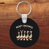 Merry Duckmas Funny Duck Kerstman Hoed Kerstmis Sleutelhanger (Voorkant)
