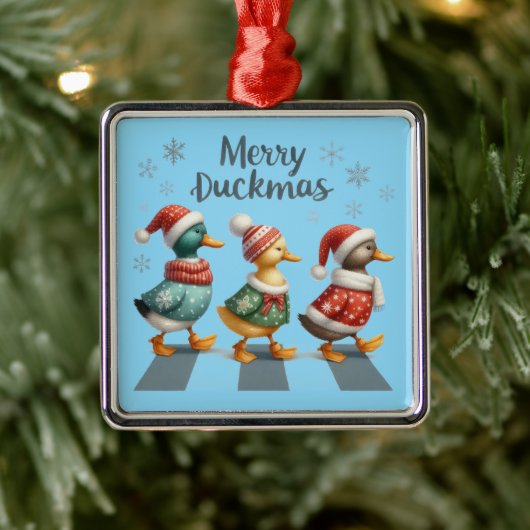 Merry Duckmas Metalen Ornament (Boom)