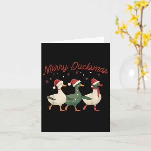 Merry Ducksmas Grappige Kerst Feestelijke Eenden I Kaart (Gele Bloem)