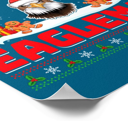 Merry Eaglemas - Eagle Wearing Santa Hat Ugly Chri Poster (Hoek)