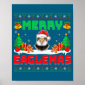 Merry Eaglemas - Eagle Wearing Santa Hat Ugly Chri Poster (Voorkant)