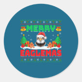 Merry Eaglemas - Eagle Wearing Santa Hat Ugly Chri Ronde Sticker (Voorkant)