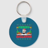 Merry Eaglemas - Eagle Wearing Santa Hat Ugly Chri Sleutelhanger (Voorkant)