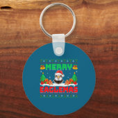 Merry Eaglemas - Eagle Wearing Santa Hat Ugly Chri Sleutelhanger (Voorkant)