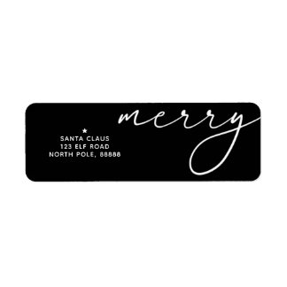 Merry Elegant Christmas Black & White Themed Label