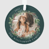 Merry Elegant Festive Waterverf met twee foto's Ornament (achterkant)