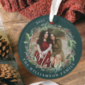 Merry Elegant Festive Waterverf met twee foto's Ornament