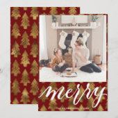 MERRY | Elegant Typografie Gold Kerstmis Feestdagenkaart (Voorkant / Achterkant)