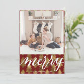 MERRY | Elegant Typografie Gold Kerstmis Feestdagenkaart (Staand voorkant)
