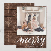 MERRY | Elegant Typografie Gold Tree Feestdagenkaart (Voorkant / Achterkant)