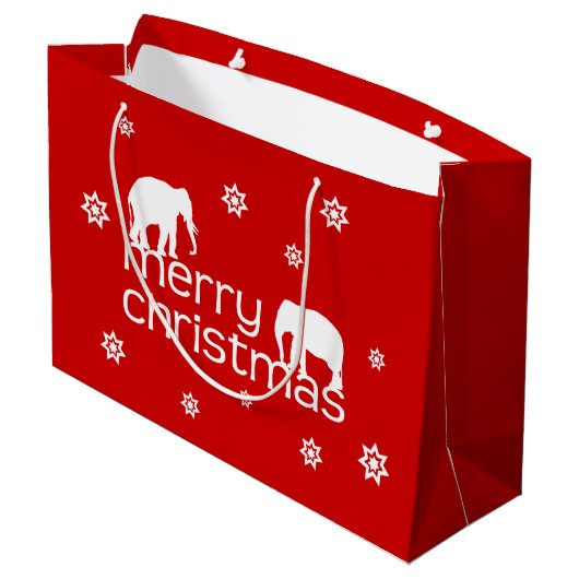 Merry Elephant Kerstmis Groot Cadeauzakje (Achterkant Gekanteld)