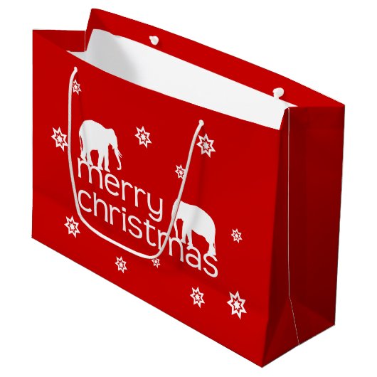 Merry Elephant Kerstmis Groot Cadeauzakje (Voorkant Gekanteld)