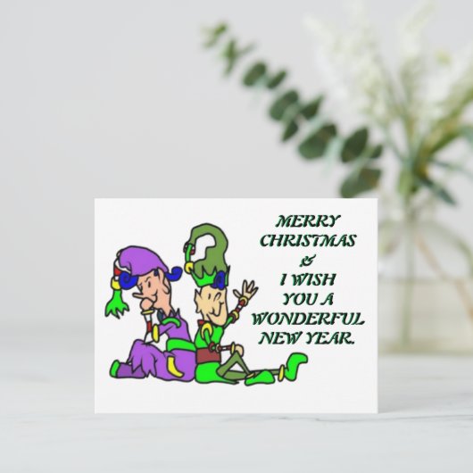 Merry elf 1 briefkaart (Staand voorkant)