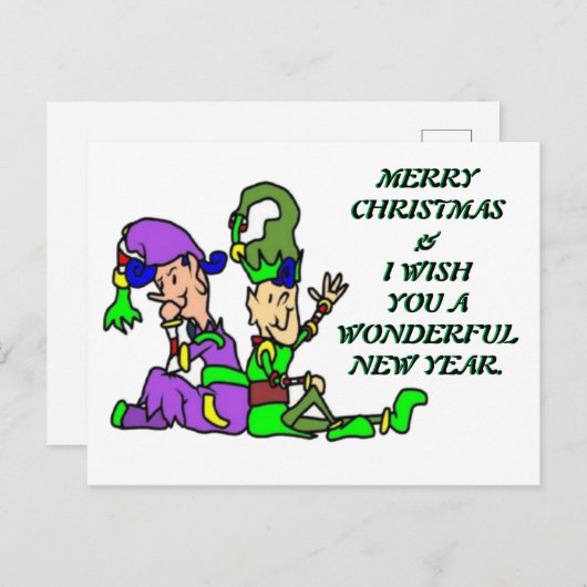 Merry elf 1 briefkaart (Voorkant / Achterkant)