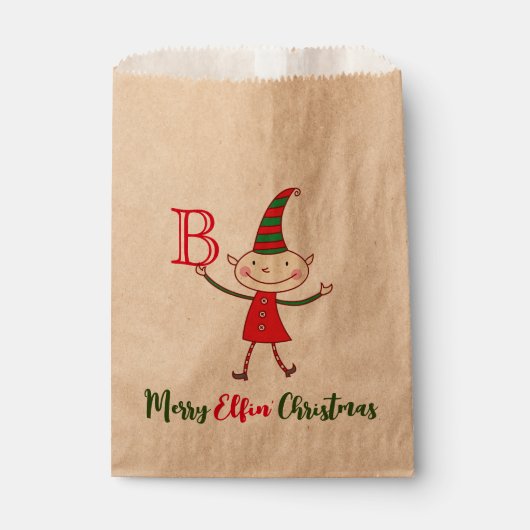 Merry Elfin' Christmas Monogram Elf Funny Holiday Bedankzakje (Voorkant)