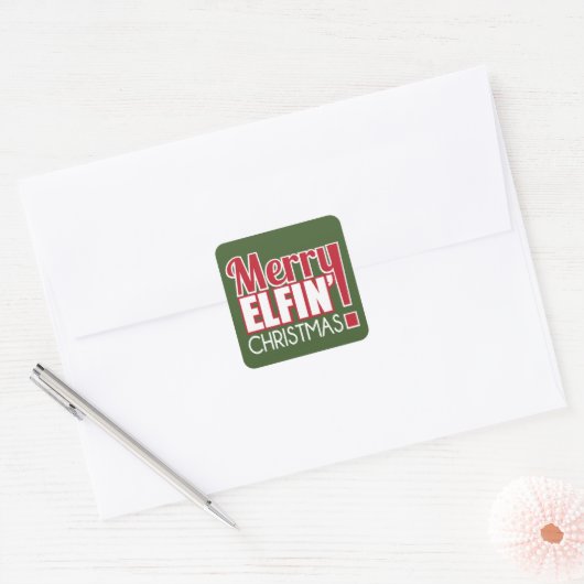 Merry Elfin Kerst sticker (Envelop)