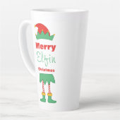 Merry Elfin kerstelf pet gestripte sokken Latte Mok (Linkerhoek)